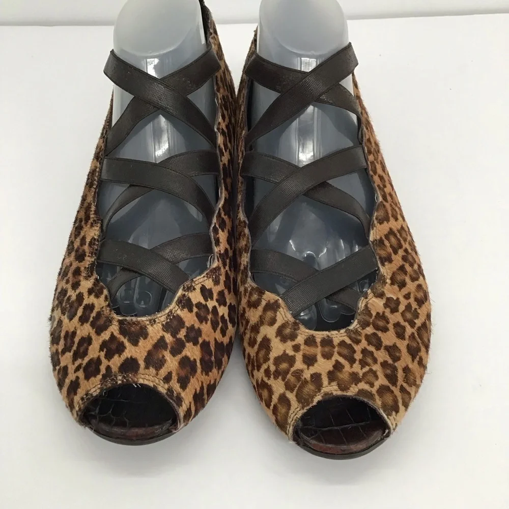 DONALD J PLINER Eike Italian Pony Hair Peep Toe Flat Casual Career Size 7N